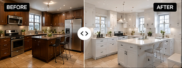 Kitchen before and after