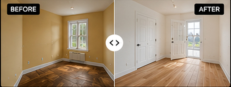 Painting before and after